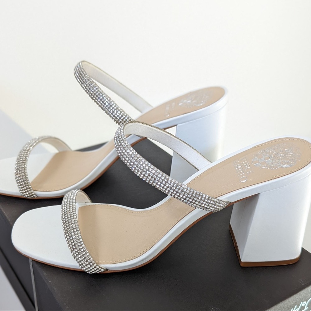 White block heel sandals